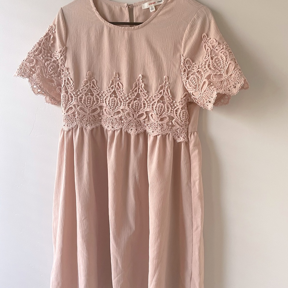 Blush pink lace spring summer dress
